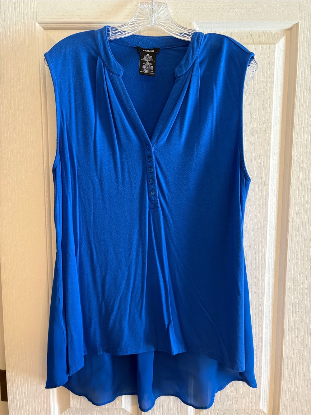 Premise Sleeveless V-Neck Blouse in Royal Blue